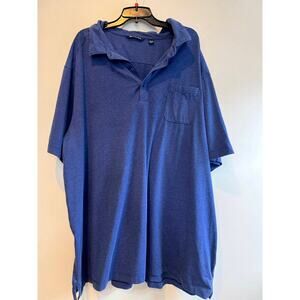 Mens 5XL Cutter& Buck  Long Sleeve Cotton Supima Polo Shirt with Pocket blue